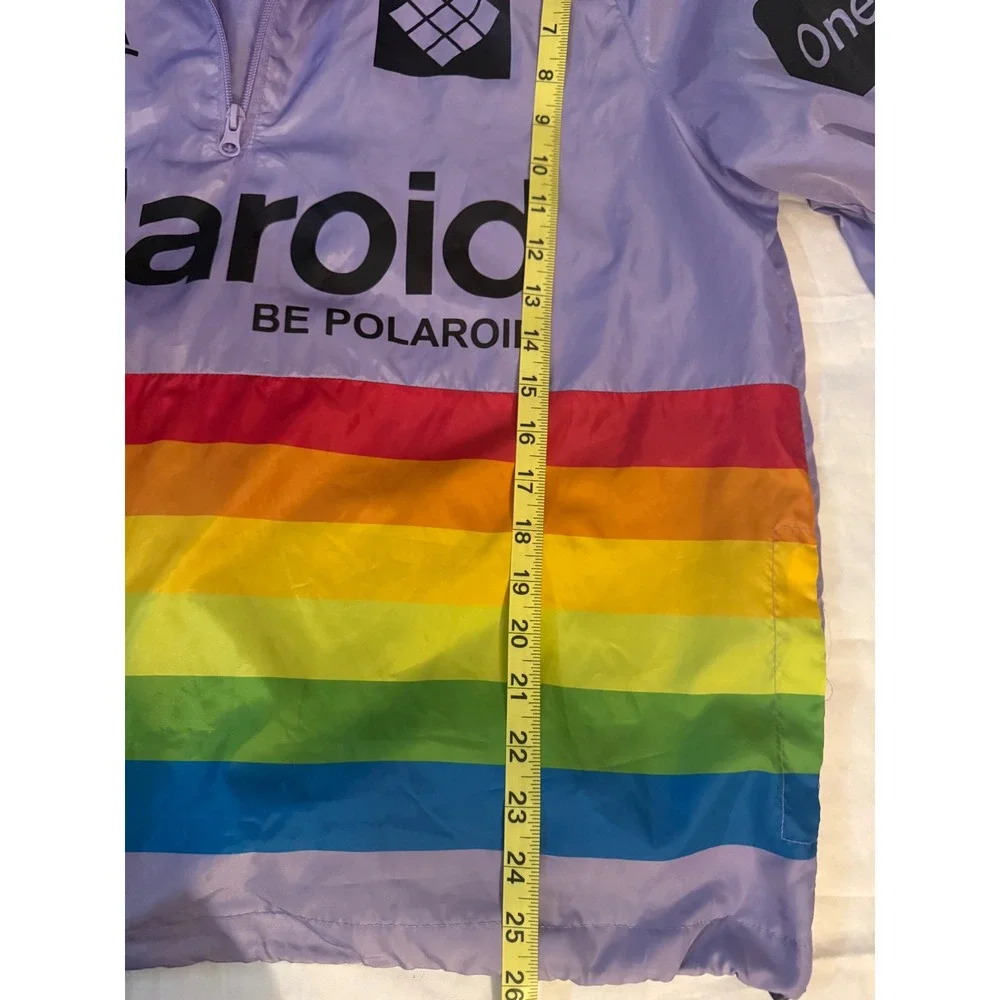 Polaroid Rainbow Windbreaker Jacket Purple 320 Land Camera Logo Pullover‎ XL